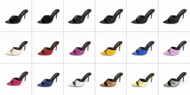 Saint Laurent 圣罗兰 夏日清凉爆款，闪亮登场！ 原版开模字母扣，手工捏邹，复杂工艺。 意大利真皮大底。 跟高:6.5Cm和9Cm，二种跟高。 Si